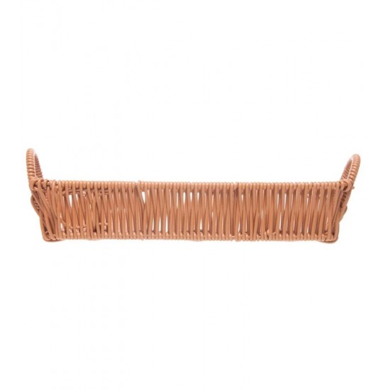 Cesta Retangular com Alça Vertice 27cm x 8cm x 7cm Natural Plástico